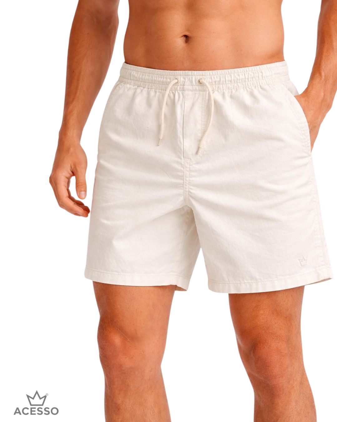 Short Masculino Confort Branco Off