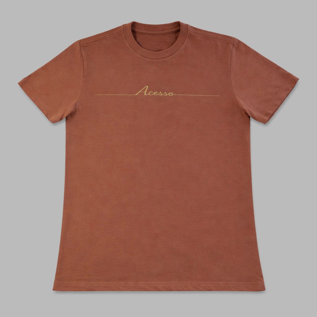 Camiseta Masculina Acesso Estampa Bordada Marrom