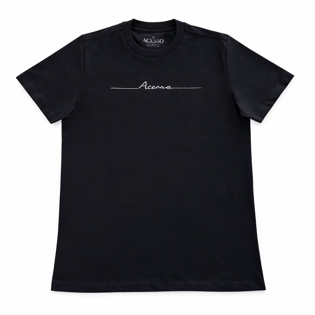 Camiseta Masculina Acesso Estampa Bordada Preta