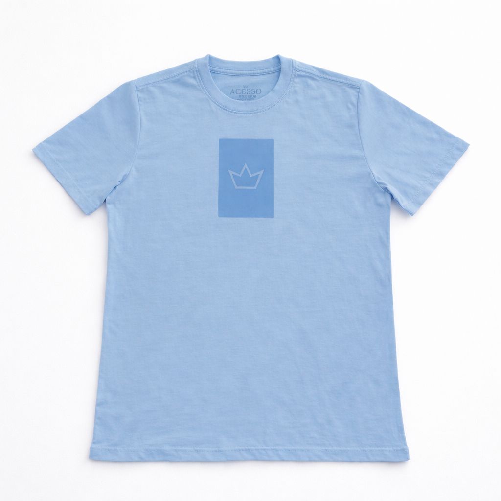 Camiseta Masculina Acesso Estampa em Silk Azul Claro