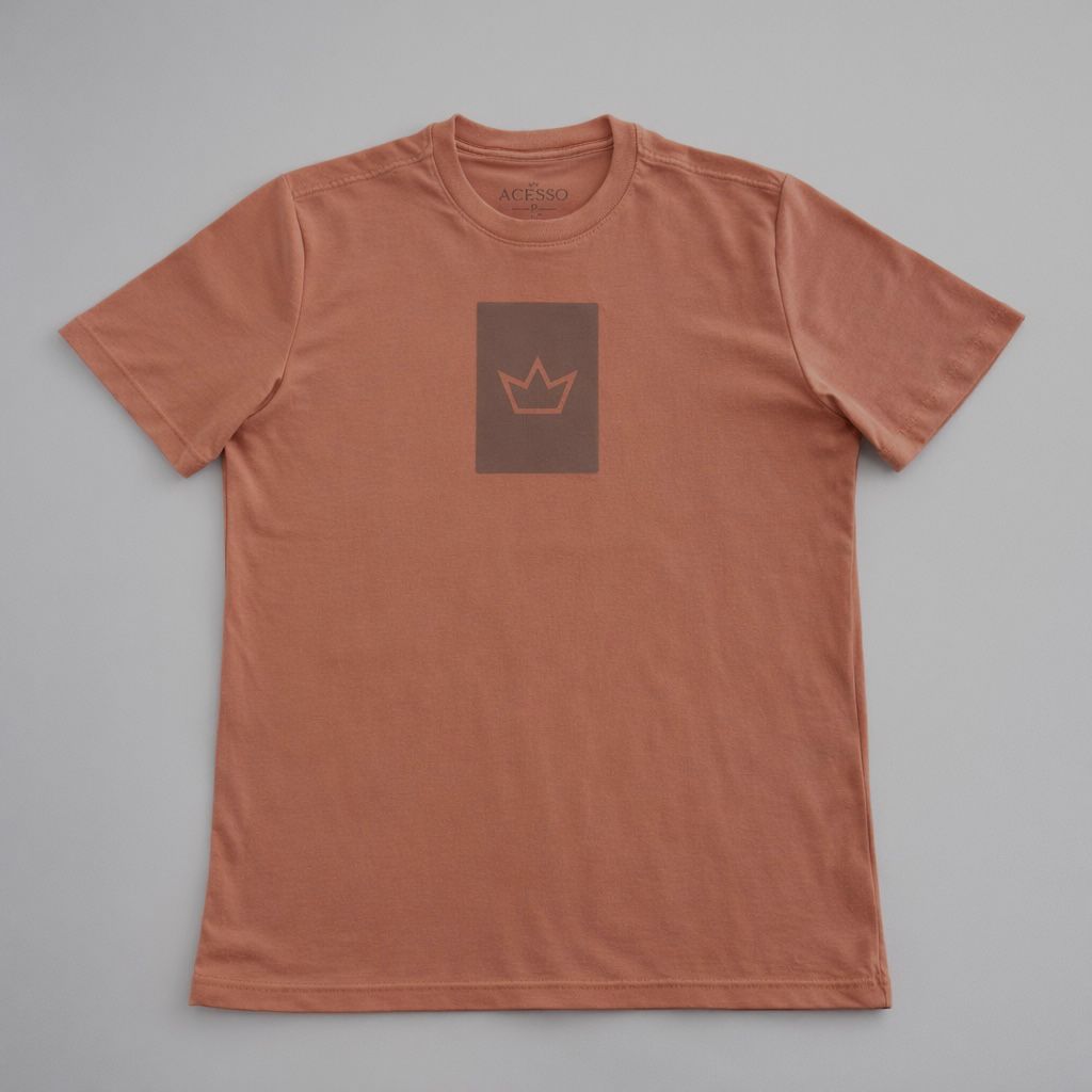 Camiseta Masculina Acesso Estampa em Silk Marrom