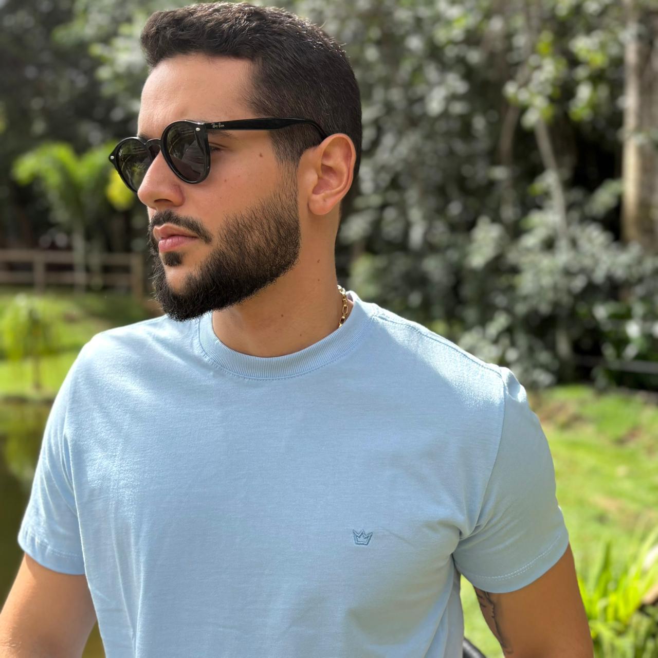 Camiseta Masculina Acesso Basíca Azul Claro